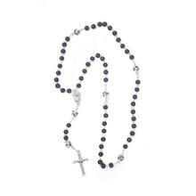 Load image into Gallery viewer, Sacred Heart of Jesus and Madonna & Child Black Stone Rosary