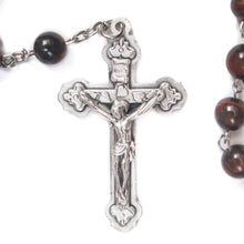 Load image into Gallery viewer, Sacred Heart of Jesus & Mt. Carmel Red Tigers Eye Rosary