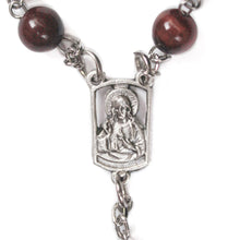 Load image into Gallery viewer, Sacred Heart of Jesus & Mt. Carmel Red Tigers Eye Rosary