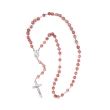 Load image into Gallery viewer, Sacred Heart of Jesus & Fatima Rose Wood Rosary (Medium)