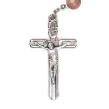 Load image into Gallery viewer, Sacred Heart of Jesus & Fatima Rose Wood Rosary (Medium)