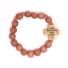 Load image into Gallery viewer, &quot;Protect Us From COVID-19&quot; Hardwood Rosary Bracelet (8mm)
