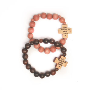 "Protect Us From COVID-19" Hardwood Rosary Bracelet (8mm)