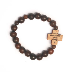 "Protect Us From COVID-19" Hardwood Rosary Bracelet (8mm)