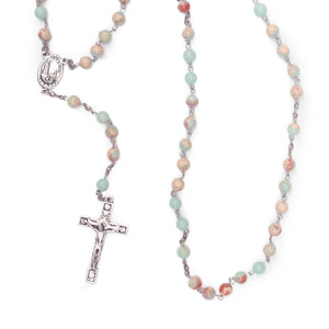 Sacred Heart & Fatima Blue Apatite Rosary