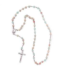 Sacred Heart & Fatima Blue Apatite Rosary