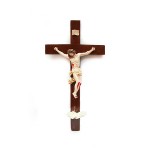 28" Hanging Crucifix with Holy Water Holder