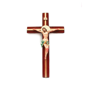 18" Colored Hanging Crucifix with INRI