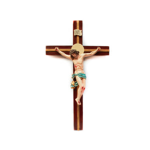 24" Colored Hanging Crucifix with INRI