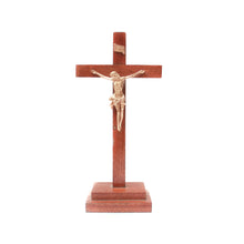 Load image into Gallery viewer, Standing Wooden Cross with Gold Corpus - Small
