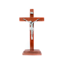 Load image into Gallery viewer, Standing Wooden Cross with Silver Corpus - Large
