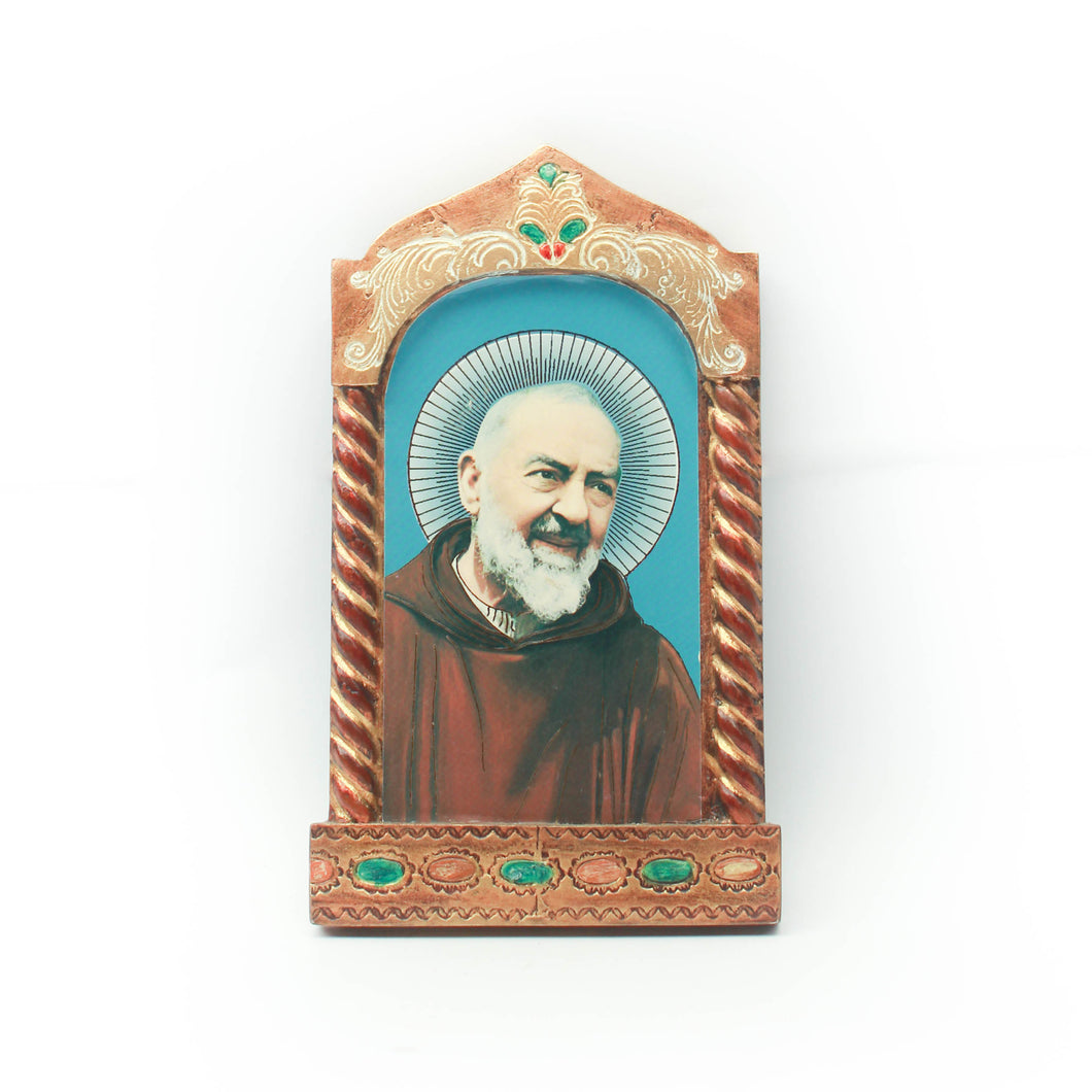 Padre Pio Plaque with 2 Pillars