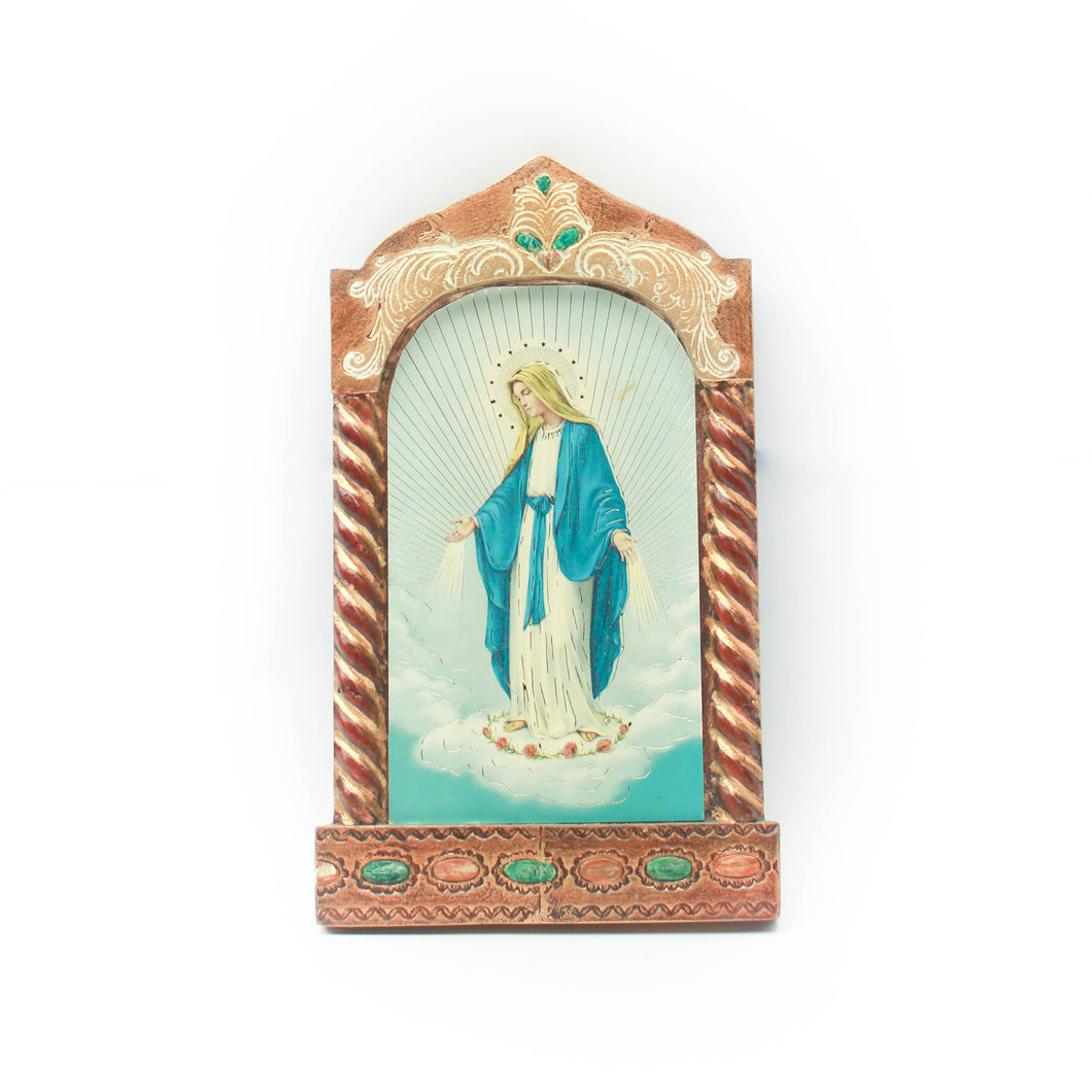 Our Lady of Miraculous Medal Plaque with 2 Pillars