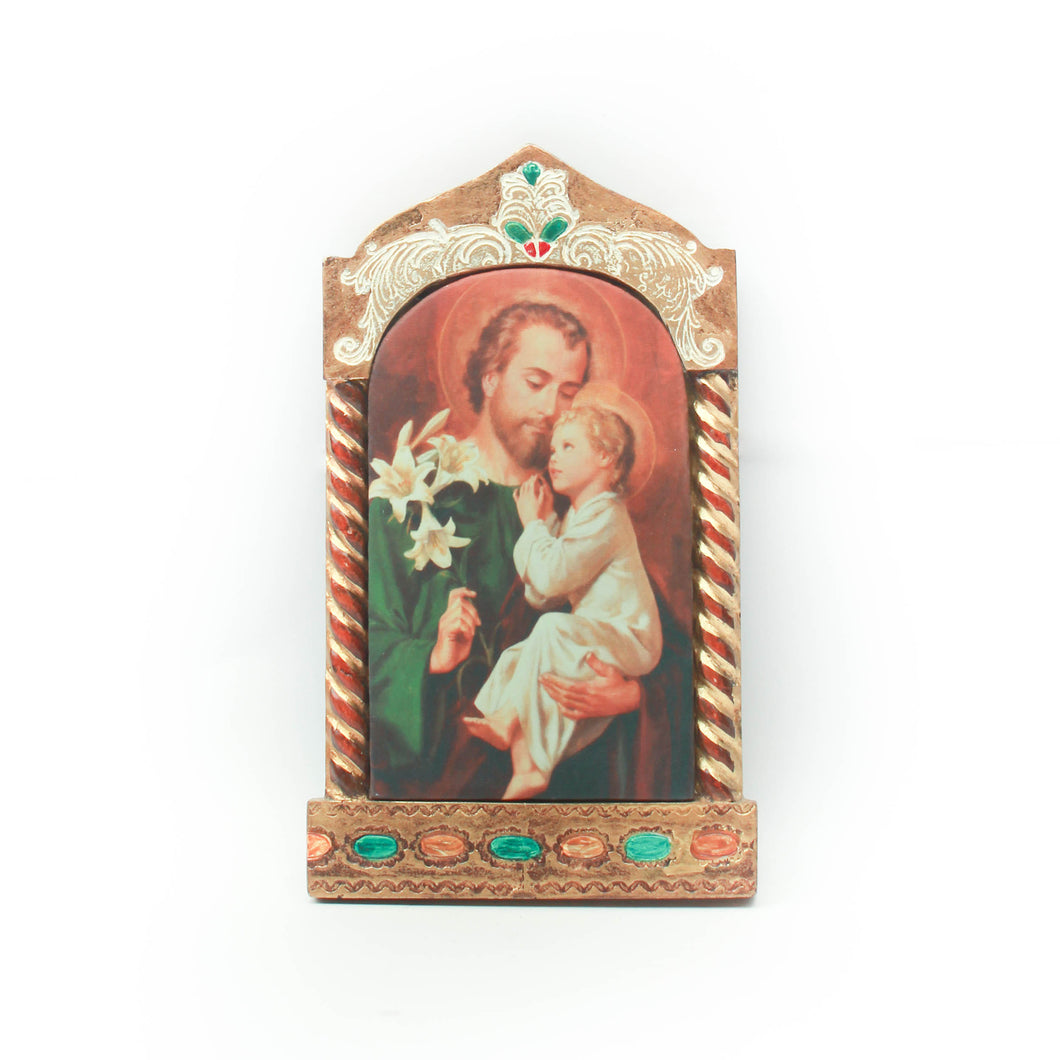 St. Joseph Plaque with 2 Pillars