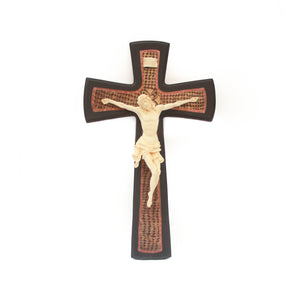 Hand-Painted Gold Checkered Crucifix