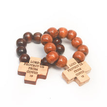 Load image into Gallery viewer, &quot;Protect Us From COVID 19&quot; Hardwood Finger Rosary
