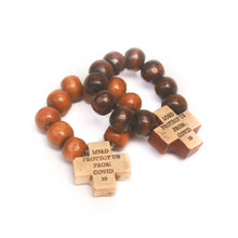 Load image into Gallery viewer, &quot;Protect Us From COVID 19&quot; Hardwood Finger Rosary
