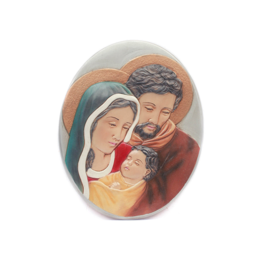 Holy Family Hand-Painted Oval Plaque