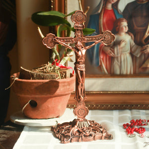 Bronze Antique Standing Budded Crucifix