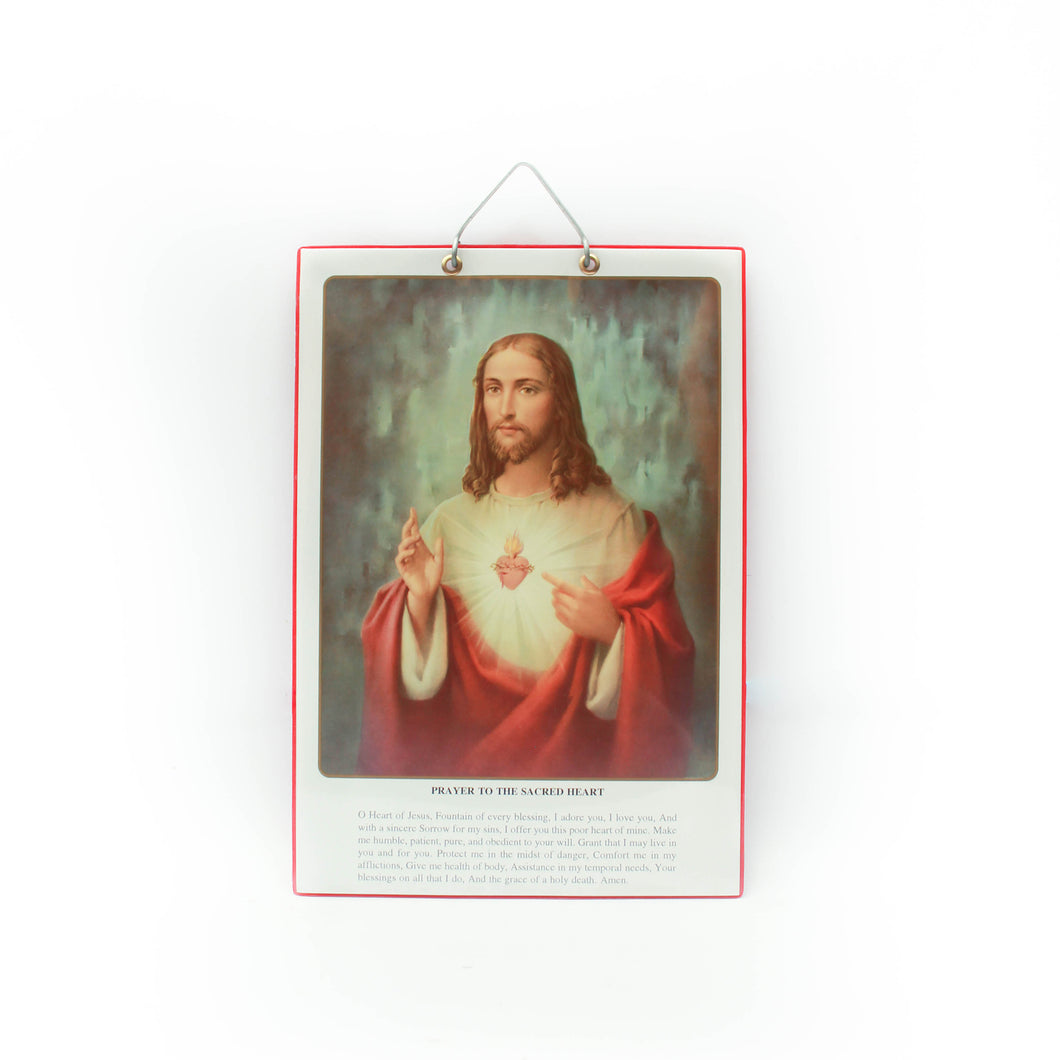 Laminated Sacred Heart of Jesus Image with Prayer Poster