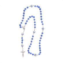 Load image into Gallery viewer, Our Lady of the Miraculous Medal Light Blue Glass Rosary
