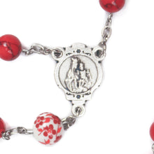 Load image into Gallery viewer, Sacred Heart of Jesus &amp; Mt. Carmel Red Coral Stone Rosary
