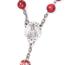 Load image into Gallery viewer, Sacred Heart of Jesus &amp; Mt. Carmel Red Coral Stone Rosary
