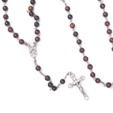 Load image into Gallery viewer, Sacred Heart of Jesus &amp; Mt. Carmel Red Tigers Eye Rosary
