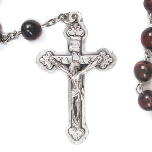 Sacred Heart of Jesus & Mt. Carmel Red Tigers Eye Rosary