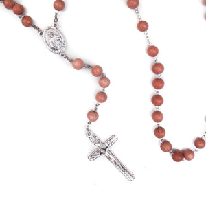 Sacred Heart of Jesus & Fatima Rose Wood Rosary (Medium)