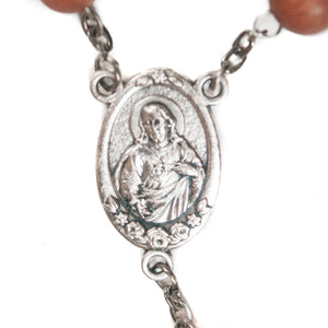 Sacred Heart of Jesus & Fatima Rose Wood Rosary (Medium)