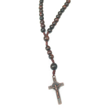 Load image into Gallery viewer, St. Benedict Knotted Kamagong Rosary (Small)
