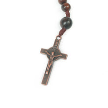 Load image into Gallery viewer, St. Benedict Knotted Kamagong Rosary (Small)
