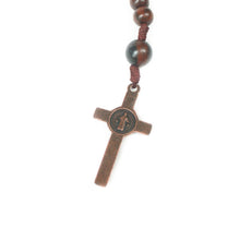 Load image into Gallery viewer, St. Benedict Knotted Kamagong Rosary (Small)
